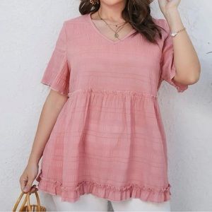 SHEIN Plus Textured Frill Trim Peplum Blouse Size 3XL (18)